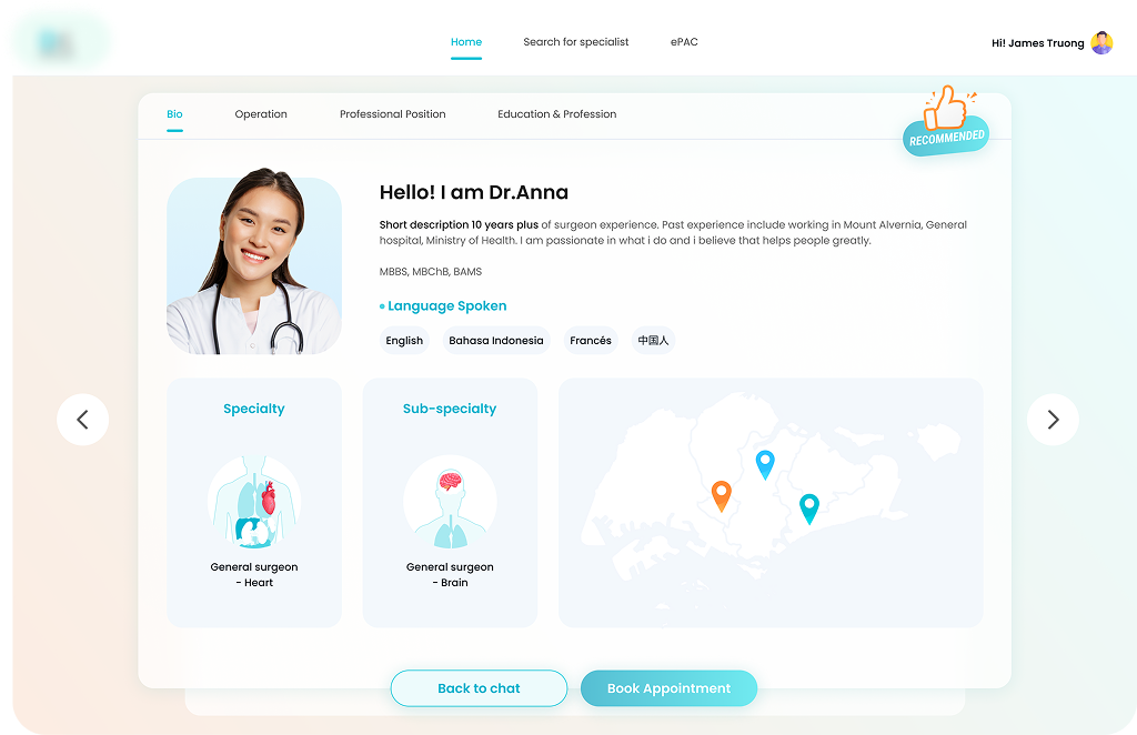 Insurance provider profile and appointment interface