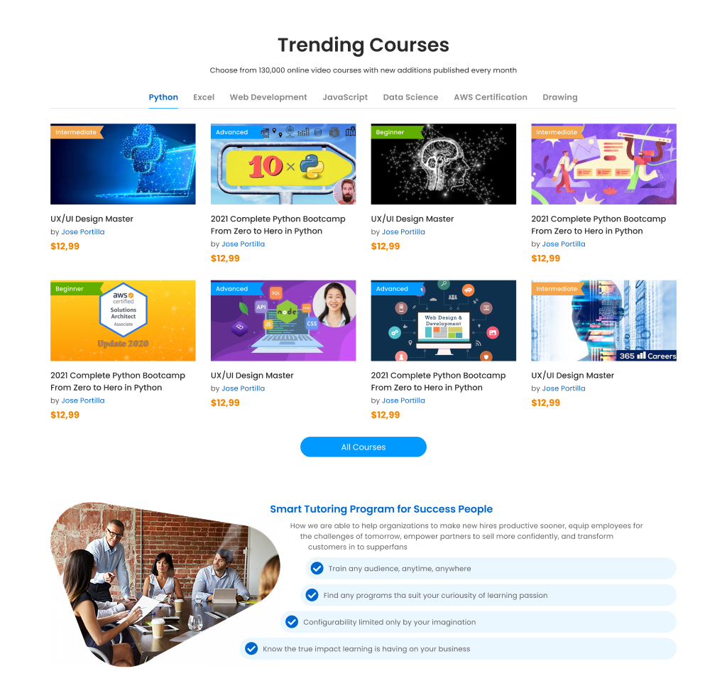 My Training Center course catalogue and learning platform